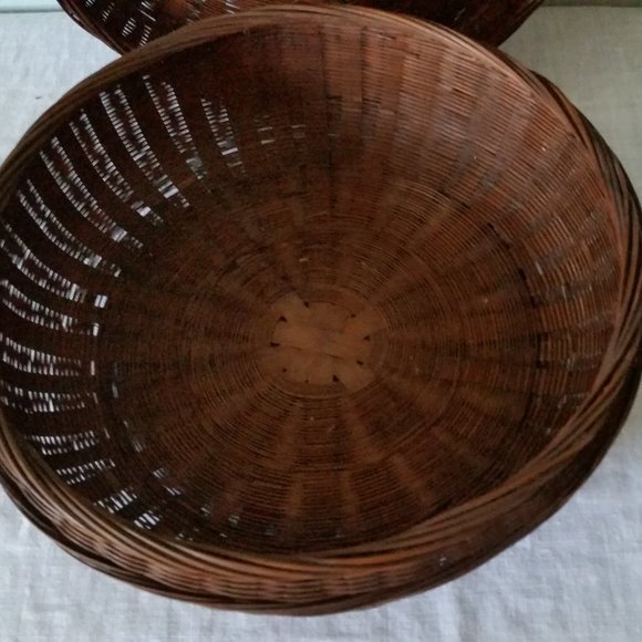 Antique Vintage Chinese Woven Wicker Sewing Basket - Picture 5 of 8